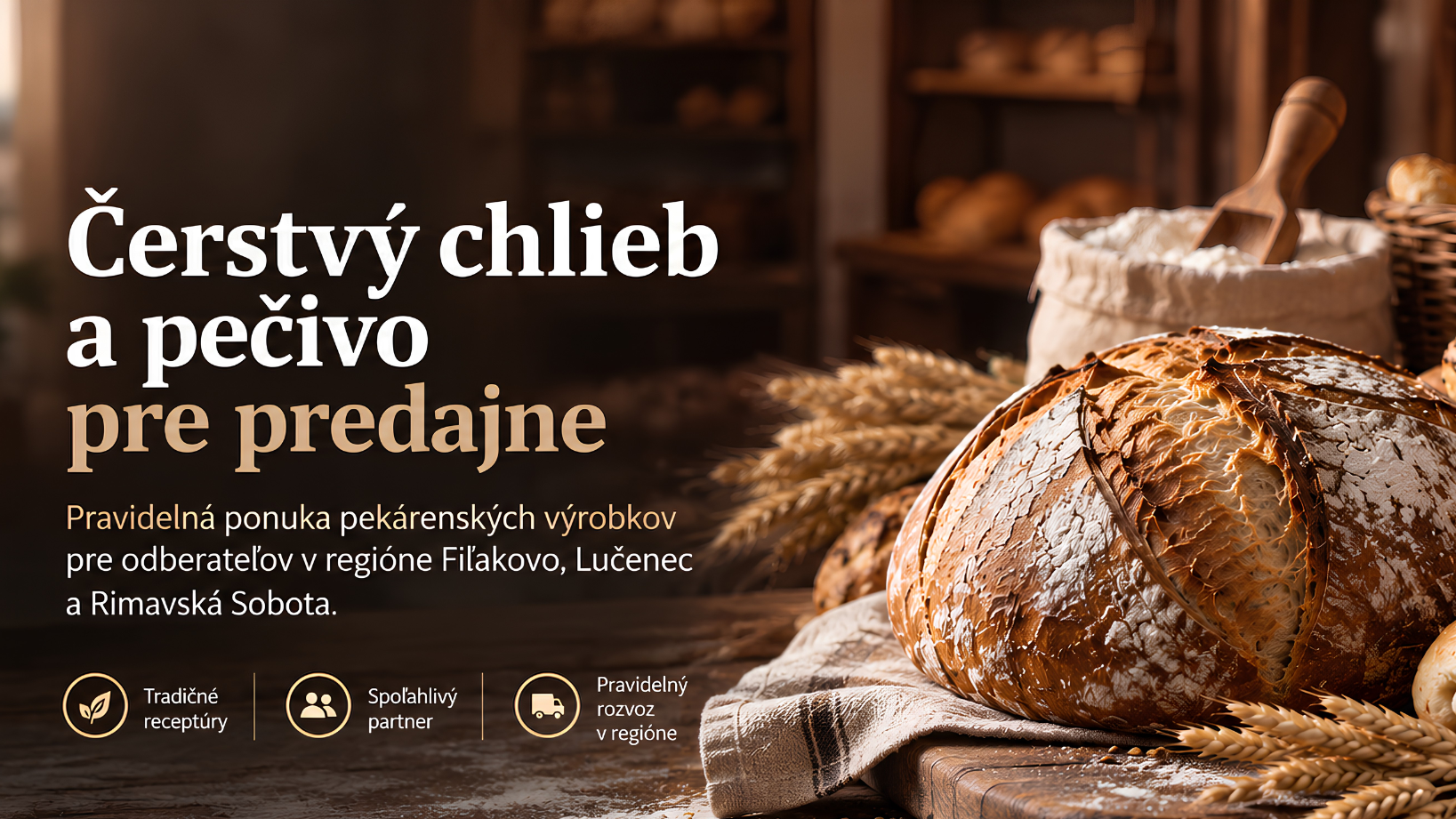 Čerstvý chlieb a pečivo pre predajne